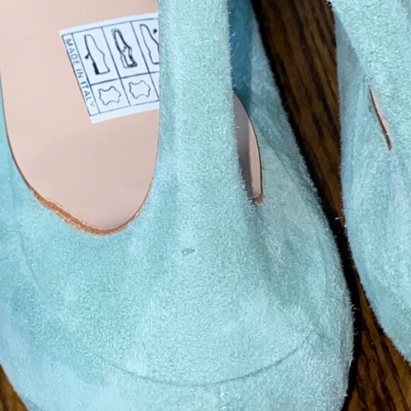 LA CANADIENNE Seafoam Suede Pointed Toe Stiletto Pumps EU 38.5 / US 7.5 - Picture 9 of 11
